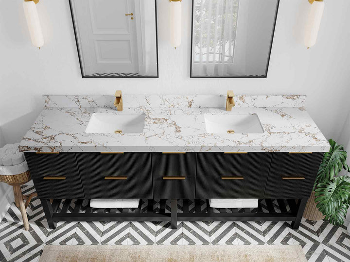 Catalina 84 in W x 22 in D Free Standing Reeded Double Sink Bathroom Vanity - photo 42