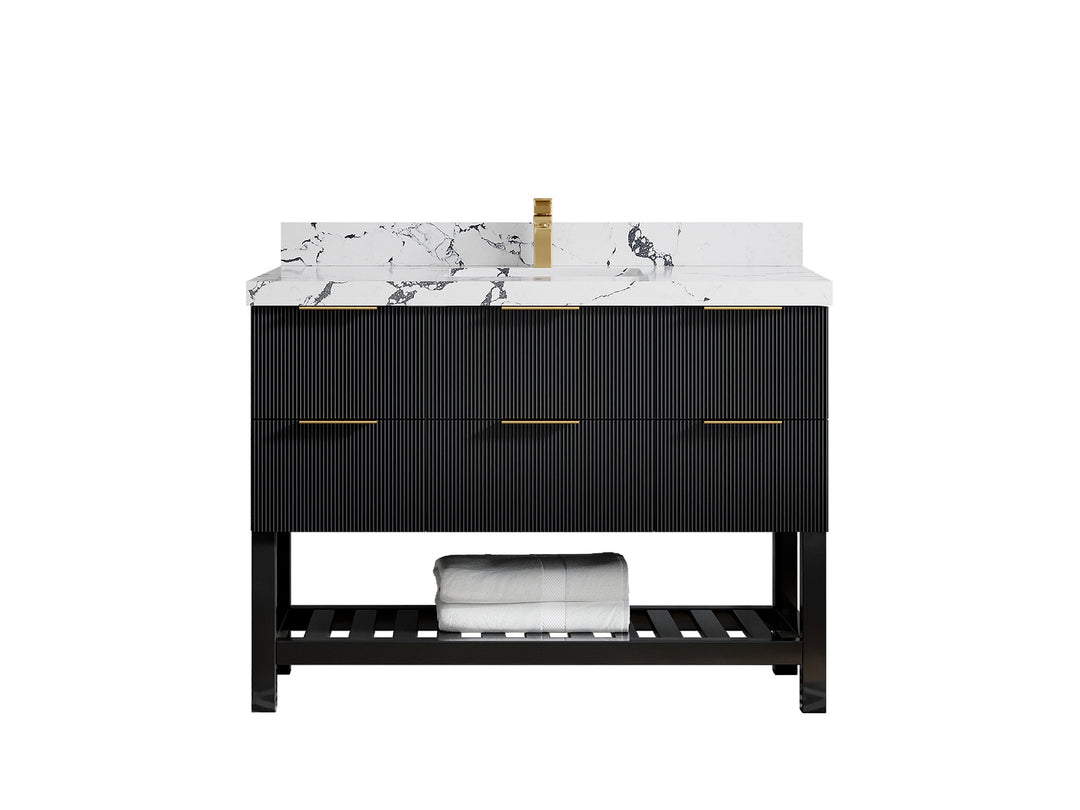 Catalina 48 in W x 22 in D Free Standing Reeded Single Sink Bathroom Vanity
