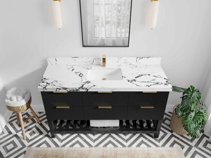 Catalina 60 in W x 22 in D Free Standing Reeded Single Sink Bathroom Vanity - photo 42
