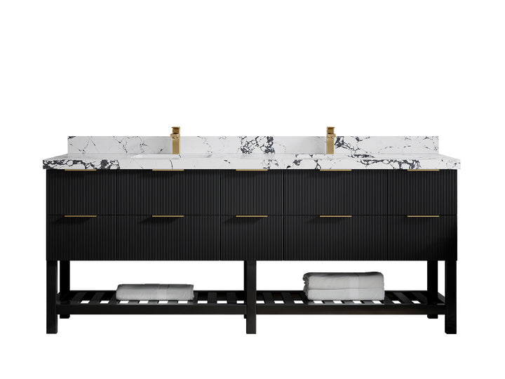 Catalina 84 in W x 22 in D Free Standing Reeded Double Sink Bathroom Vanity - photo 45