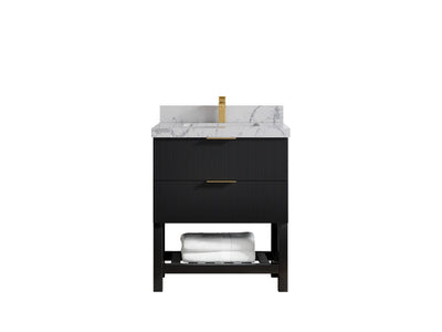 Catalina 30 in. W x 22 in. D Single Sink Bathroom Vanity in Black with 2 in Venatino Quartz Countertop