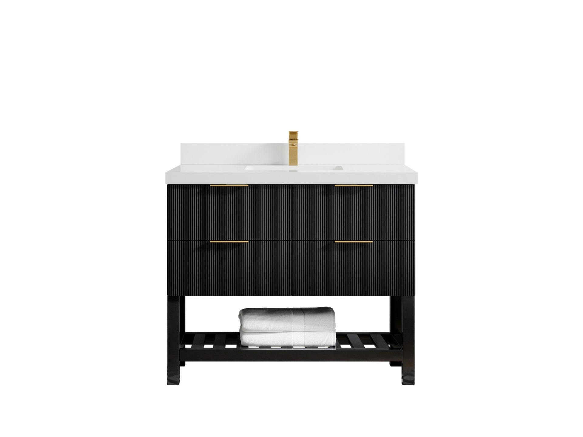 Catalina 42 in. W x 22 in. D Single Sink Bathroom Vanity in Black with 2 in White Quartz Countertop