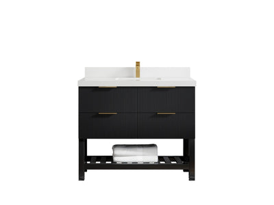 Catalina 42 in. W x 22 in. D Single Sink Bathroom Vanity in Black with 2 in White Quartz Countertop