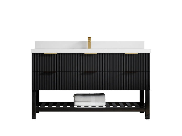 Catalina 60 in W x 22 in D Free Standing Reeded Single Sink Bathroom Vanity - photo 37