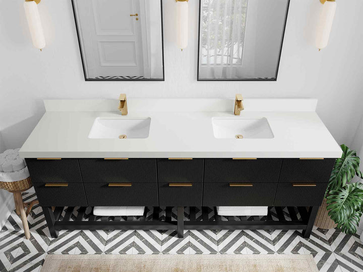 Catalina 84 in W x 22 in D Free Standing Reeded Double Sink Bathroom Vanity - photo 36