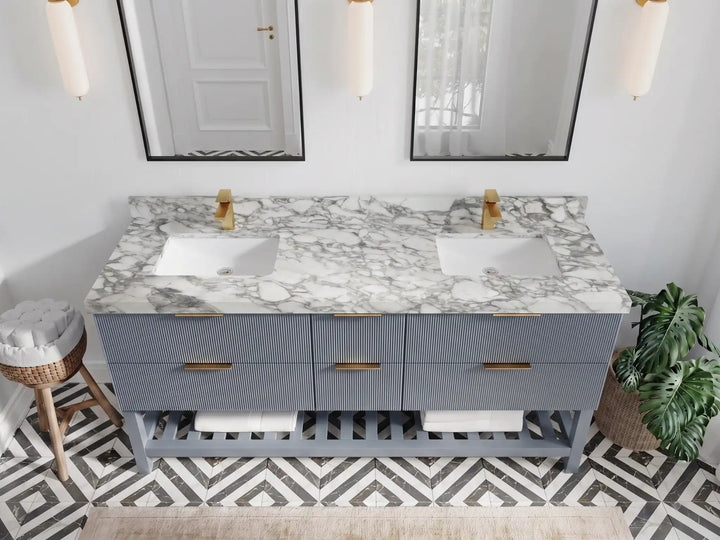 Catalina 72 in W x 22 in D Free Standing Reeded Double Sink Bathroom Vanity - photo 25