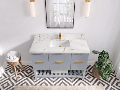 Catalina 48 in W x 22 in D Free Standing Reeded Single Sink Bathroom Vanity