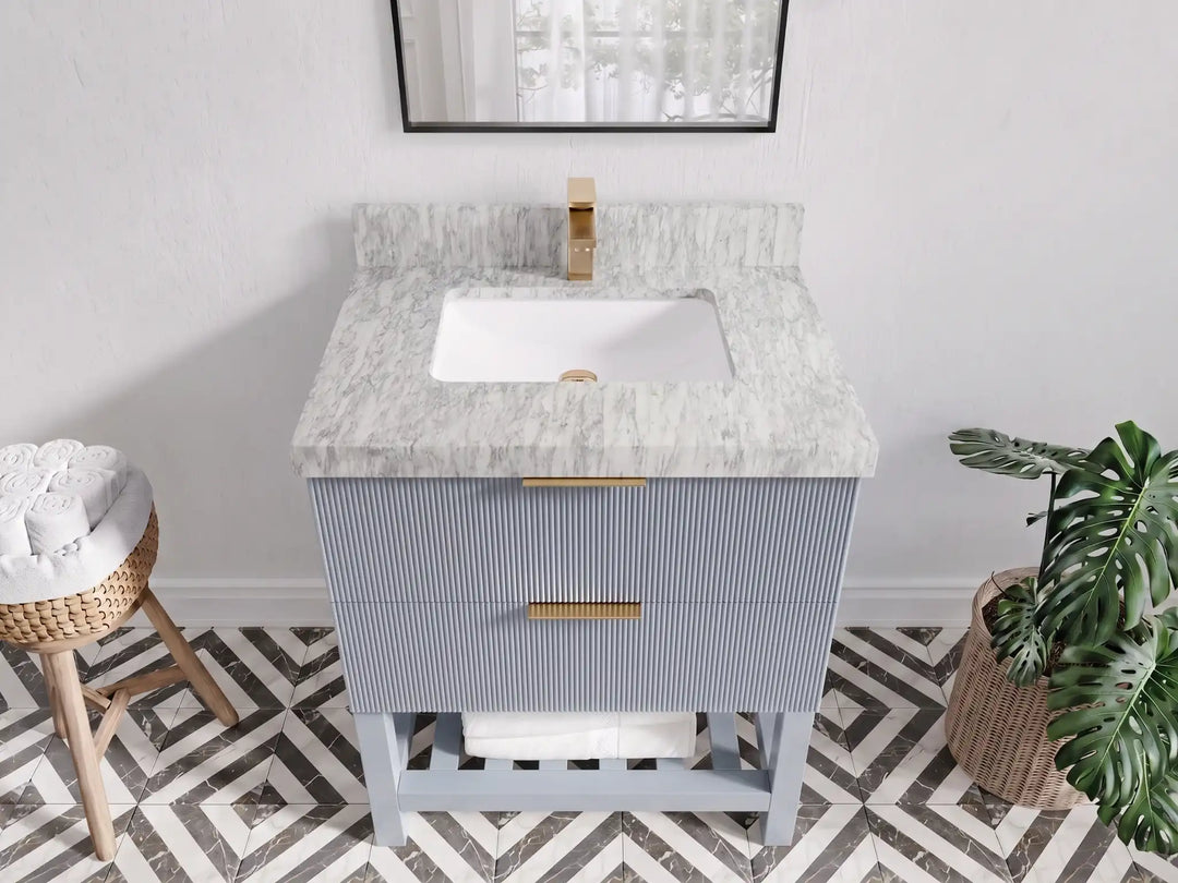 Catalina 30 in W x 22 in D Free Standing Reeded Single Sink Bathroom Vanity | 
              
                Blue Heather
                
                  
             - CAT_BLU_WHQZ_30 - photo №36