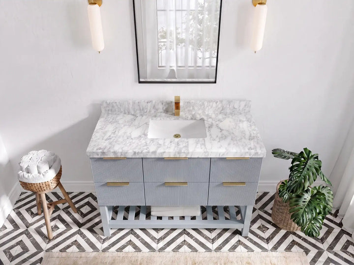 Catalina 48 in W x 22 in D Free Standing Reeded Single Sink Bathroom Vanity - photo 12