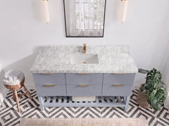 Catalina 60 in W x 22 in D Free Standing Reeded Single Sink Bathroom Vanity - photo 11
