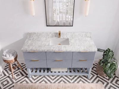 Catalina 60 in W x 22 in D Free Standing Reeded Single Sink Bathroom Vanity