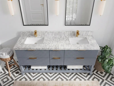 Catalina 72 in W x 22 in D Free Standing Reeded Double Sink Bathroom Vanity