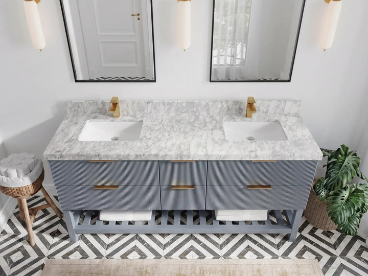 Catalina 72 in W x 22 in D Free Standing Reeded Double Sink Bathroom Vanity - photo 12