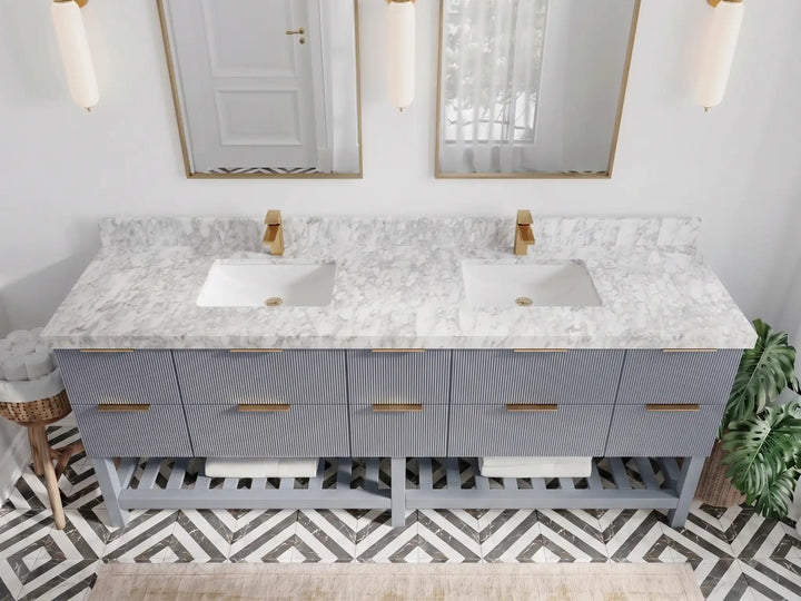 Catalina 84 in W x 22 in D Free Standing Reeded Double Sink Bathroom Vanity - photo 12