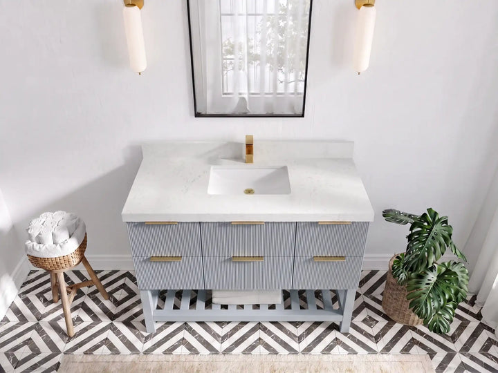 Catalina 48 in W x 22 in D Free Standing Reeded Single Sink Bathroom Vanity - photo 13