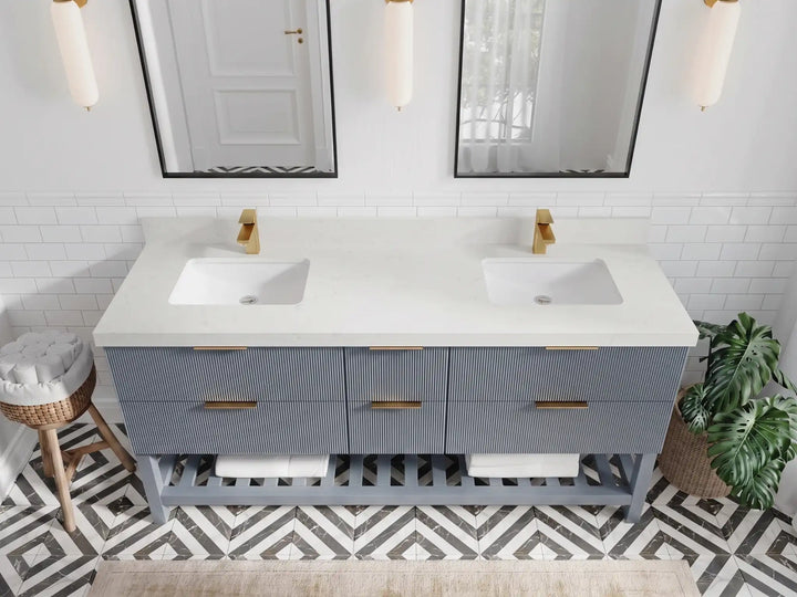 Catalina 72 in W x 22 in D Free Standing Reeded Double Sink Bathroom Vanity - photo 13