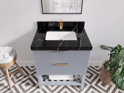 Catalina 30 in W x 22 in D Free Standing Reeded Single Sink Bathroom Vanity