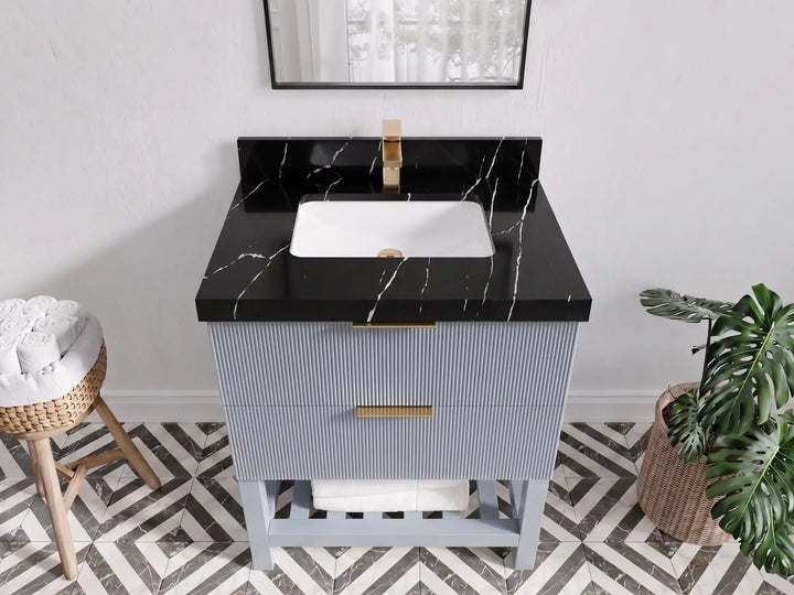 Catalina 30 in W x 22 in D Free Standing Reeded Single Sink Bathroom Vanity - photo 30