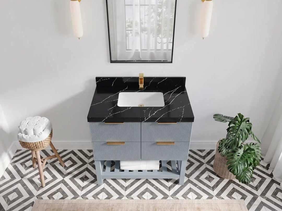 Catalina 36 in. W x 22 in. D Center Sink Bathroom Vanity | 
              
                Blue Heather
                
                  
             - CAT_BLU_WHQZ_36 - photo №6