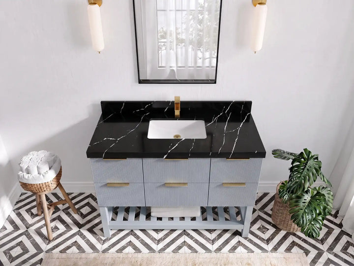 Catalina 48 in W x 22 in D Free Standing Reeded Single Sink Bathroom Vanity - photo 7