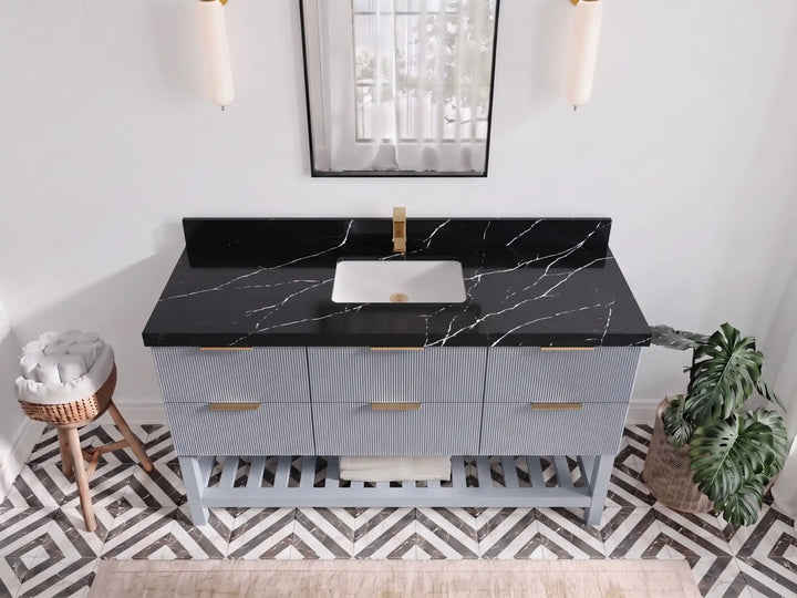 Catalina 60 in W x 22 in D Free Standing Reeded Single Sink Bathroom Vanity - photo 7