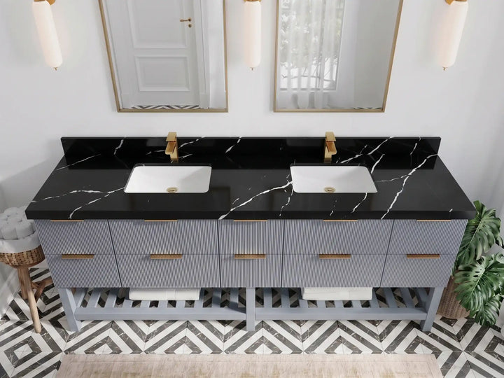 Catalina 84 in W x 22 in D Free Standing Reeded Double Sink Bathroom Vanity - photo 7
