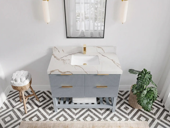 Catalina 42 in W x 22 in D Free Standing Reeded Single Sink Bathroom Vanity - photo 8