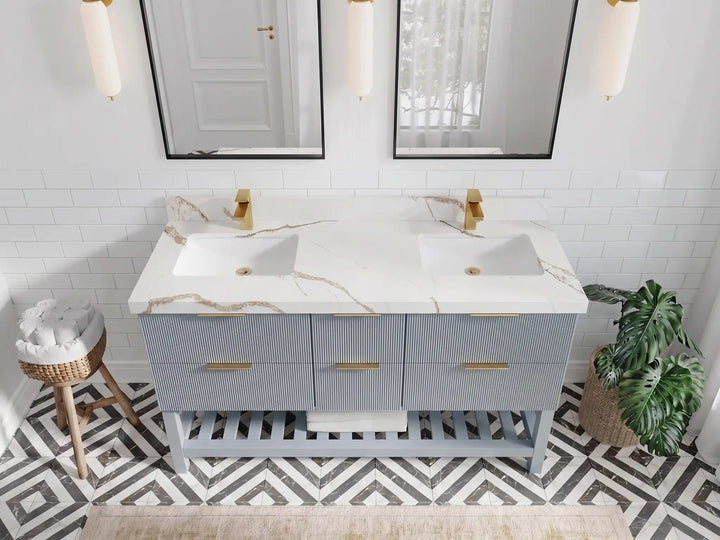 Catalina 60 in W x 22 in D Free Standing Reeded Double Sink Bathroom Vanity - photo 10