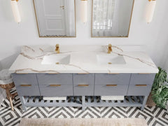 Catalina 84 in W x 22 in D Free Standing Reeded Double Sink Bathroom Vanity - photo 7