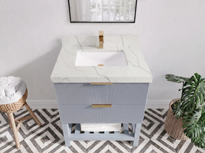Catalina 30 in W x 22 in D Free Standing Reeded Single Sink Bathroom Vanity