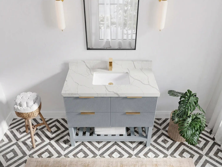 Catalina 42 in W x 22 in D Free Standing Reeded Single Sink Bathroom Vanity - photo 9
