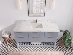 Catalina 60 in W x 22 in D Free Standing Reeded Single Sink Bathroom Vanity - photo 8