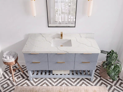 Catalina 60 in W x 22 in D Free Standing Reeded Single Sink Bathroom Vanity