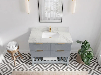 Catalina 42 in W x 22 in D Free Standing Reeded Single Sink Bathroom Vanity