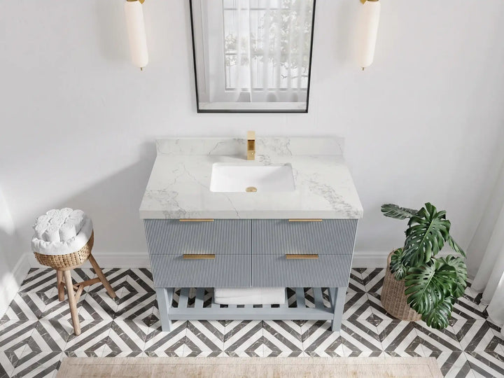 Catalina 42 in W x 22 in D Free Standing Reeded Single Sink Bathroom Vanity - photo 10