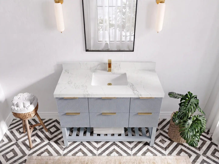 Catalina 48 in W x 22 in D Free Standing Reeded Single Sink Bathroom Vanity - photo 10