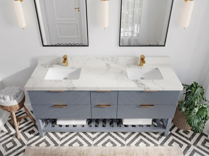 Catalina 72 in W x 22 in D Free Standing Reeded Double Sink Bathroom Vanity - photo 10