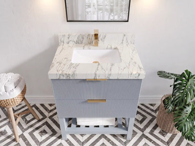 Catalina 30 in W x 22 in D Free Standing Reeded Single Sink Bathroom Vanity