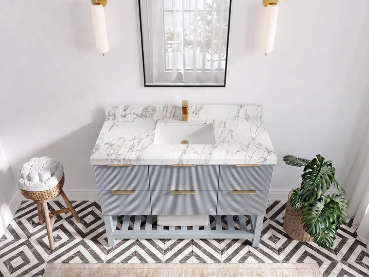 Catalina 48 in W x 22 in D Free Standing Reeded Single Sink Bathroom Vanity - photo 6