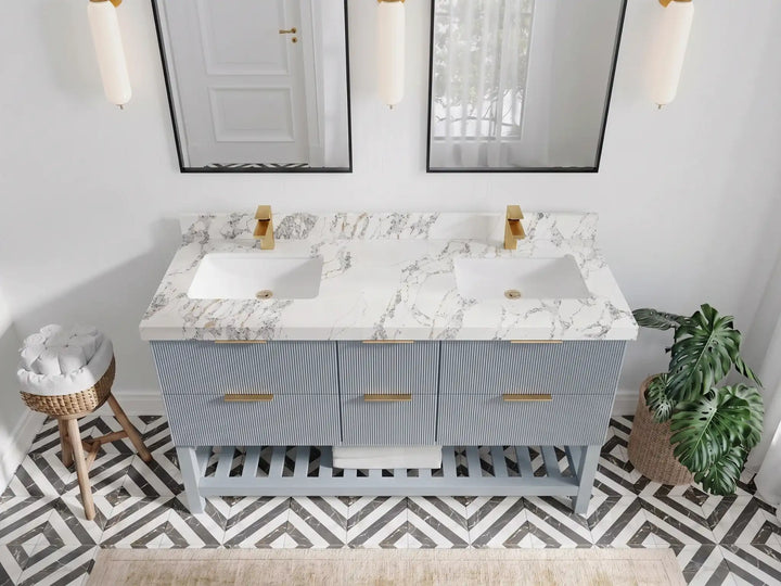 Catalina 60 in W x 22 in D Free Standing Reeded Double Sink Bathroom Vanity - photo 13