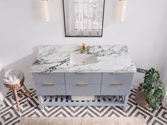 Catalina 60 in W x 22 in D Free Standing Reeded Single Sink Bathroom Vanity - photo 5