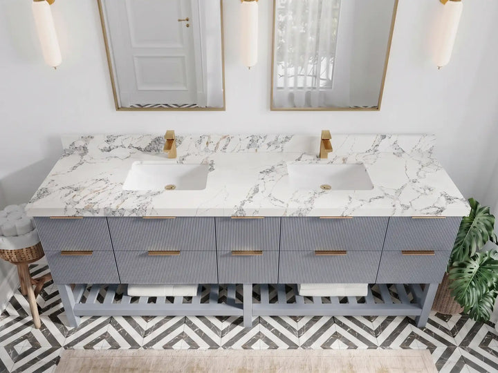 Catalina 84 in W x 22 in D Free Standing Reeded Double Sink Bathroom Vanity - photo 6