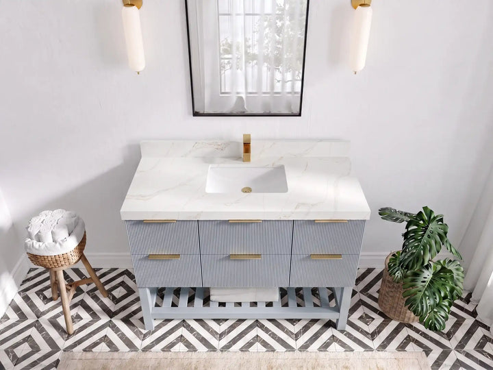 Catalina 48 in W x 22 in D Free Standing Reeded Single Sink Bathroom Vanity - photo 11