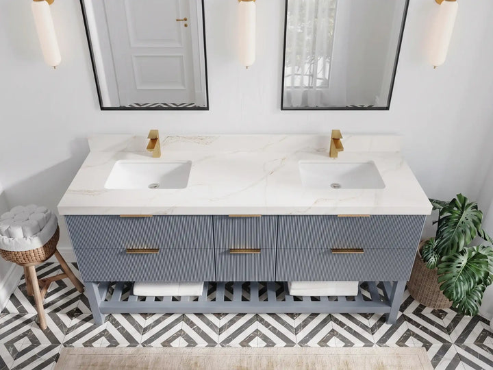 Catalina 72 in W x 22 in D Free Standing Reeded Double Sink Bathroom Vanity - photo 11