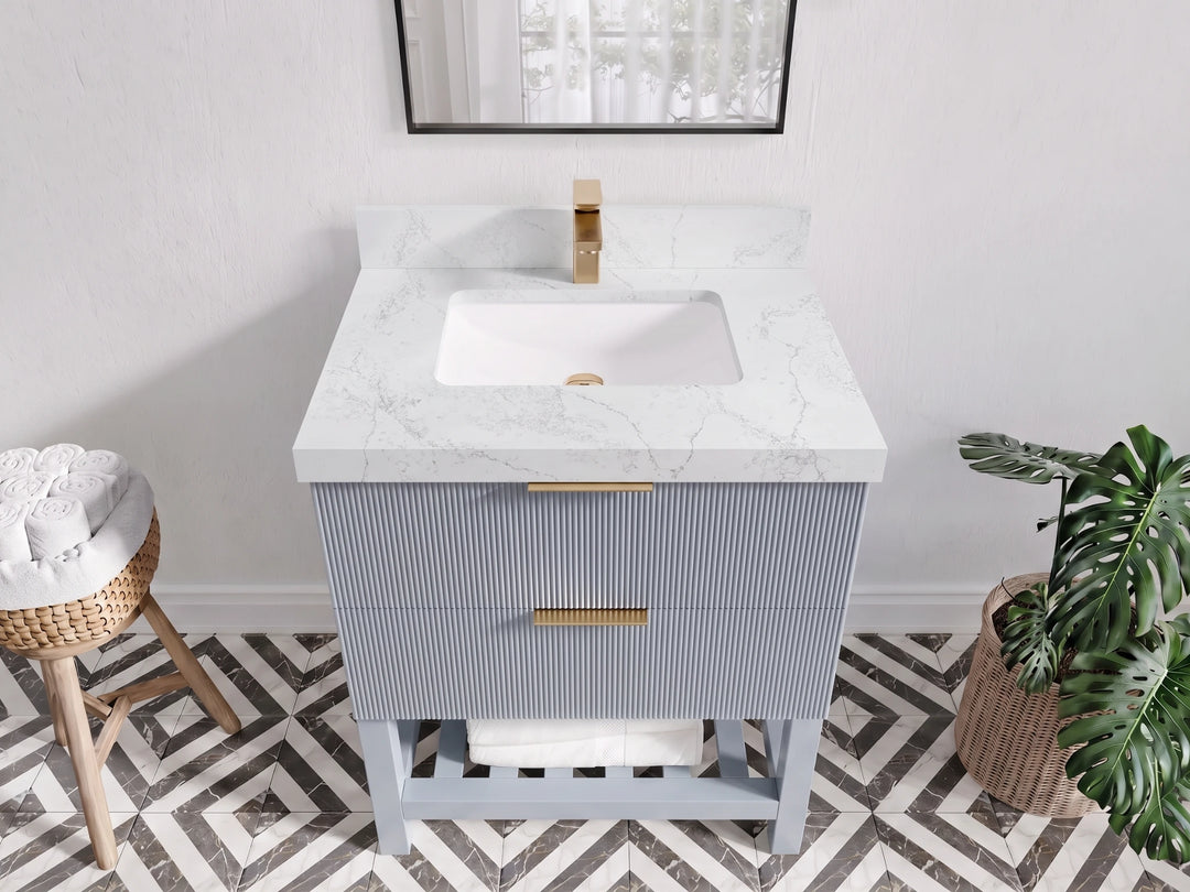 Catalina 30 in W x 22 in D Free Standing Reeded Single Sink Bathroom Vanity | 
              
                Blue Heather
                
                  
             - CAT_BLU_WHQZ_30 - photo №38