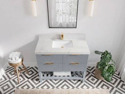 Catalina 42 in W x 22 in D Free Standing Reeded Single Sink Bathroom Vanity