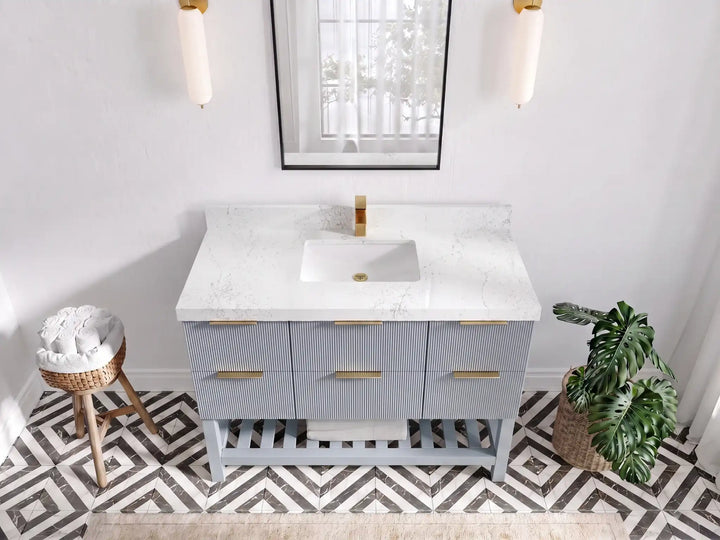 Catalina 48 in W x 22 in D Free Standing Reeded Single Sink Bathroom Vanity - photo 14