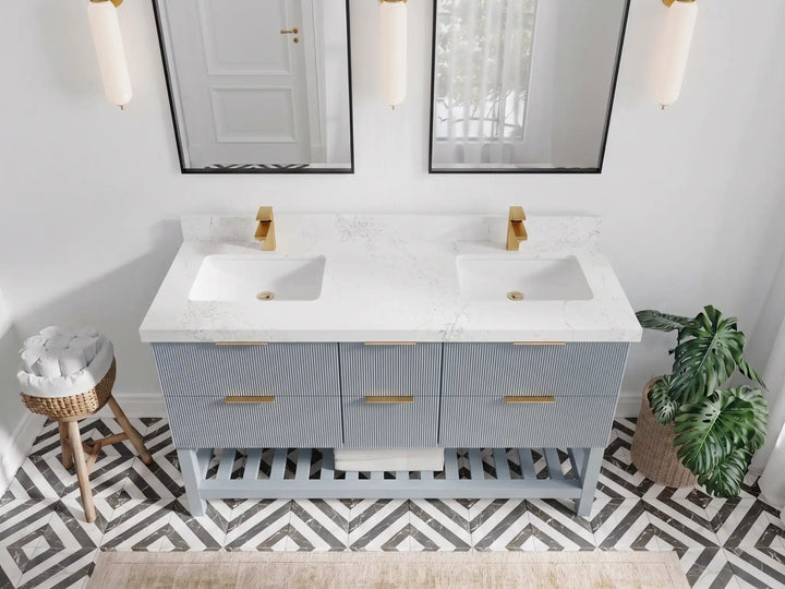 Catalina 60 in W x 22 in D Free Standing Reeded Double Sink Bathroom Vanity - photo 15