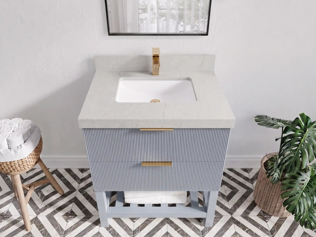 Catalina 30 in W x 22 in D Free Standing Reeded Single Sink Bathroom Vanity | 
              
                Blue Heather
                
                  
             - CAT_BLU_WHQZ_30 - photo №21
