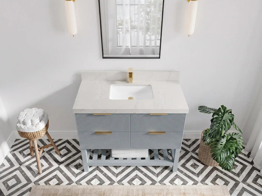 Catalina 42 in W x 22 in D Free Standing Reeded Single Sink Bathroom Vanity | 
              
                Blue Heather
                
                  
             - CAT_BLU_WHQZ_42 - photo №20